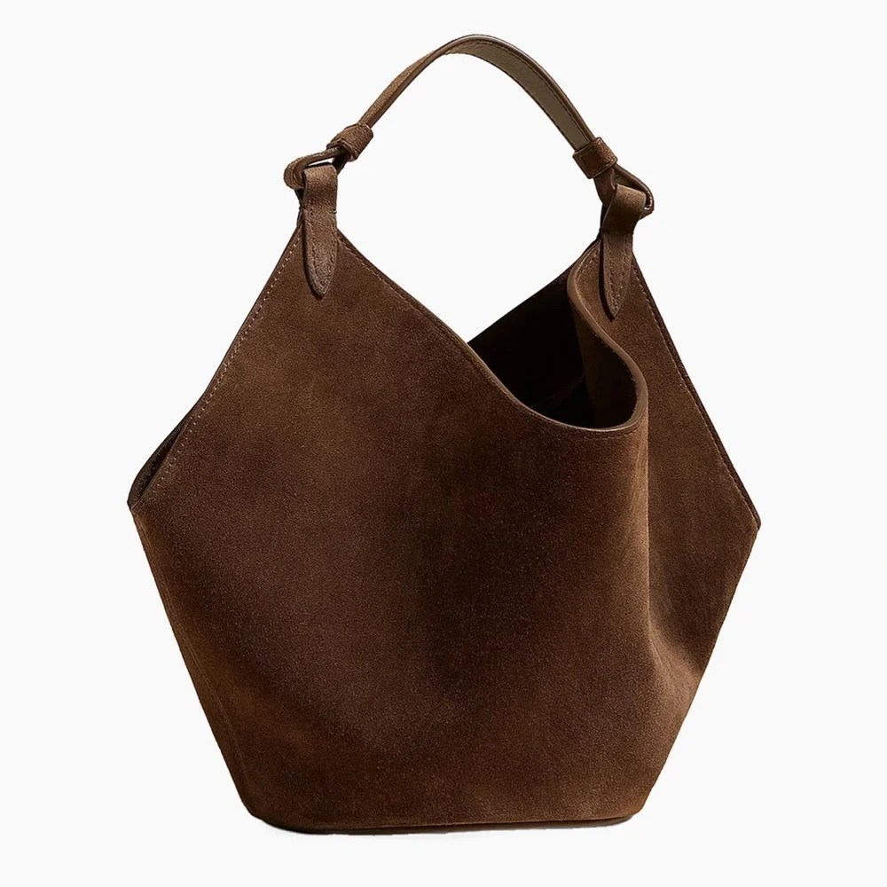 Khaite Mini Lotus in Brown Suede - Picture 1 of 8